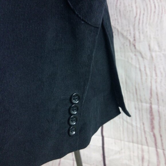 Stafford Tailored Culture Classic Fit 44R Black Corduroy Padded Elbow Sport Coat - Picture 4 of 11
